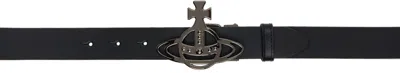 Vivienne Westwood Black Line Orb Buckle Belt In N401 Black