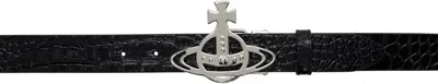 Vivienne Westwood Black Line Orb Buckle Belt In Ss25-n401
