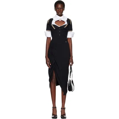 Vivienne Westwood Black Long Monday Pulling Midi Dress In N401 Black