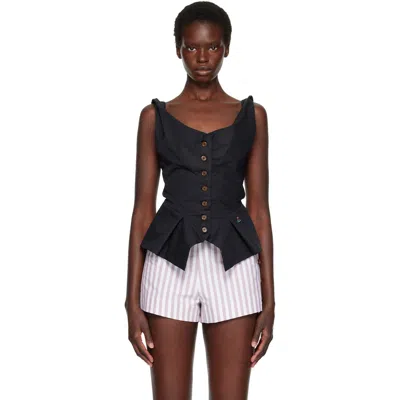 Vivienne Westwood Black Monday Vest Top In N401 Black