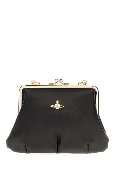 Vivienne Westwood Black Nappa Leather Granny Clutch