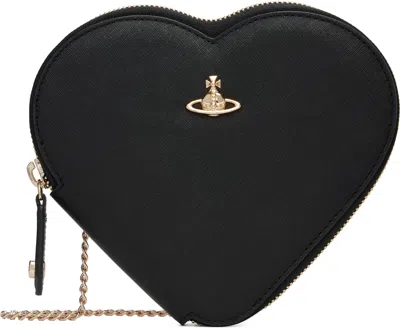 Vivienne Westwood Black New Heart Crossbody Clutch Bag