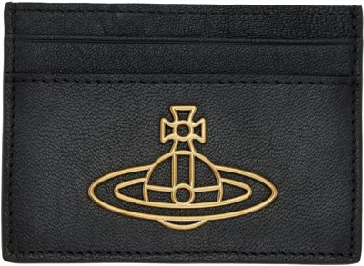 Vivienne Westwood Black Oiled Leather Flat Card Holder