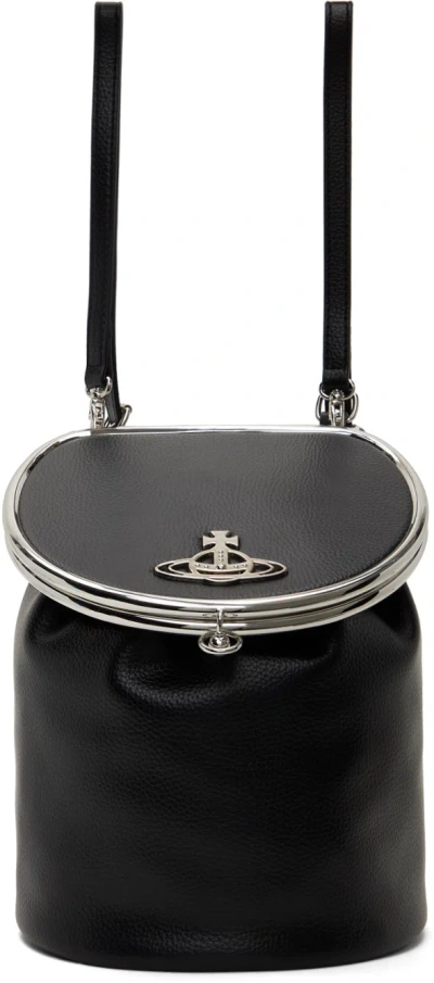 Vivienne Westwood Black Olive Round Frame Backpack In N403 Black