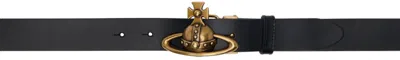 Vivienne Westwood Black Orb Buckle Belt In Aw24-n401