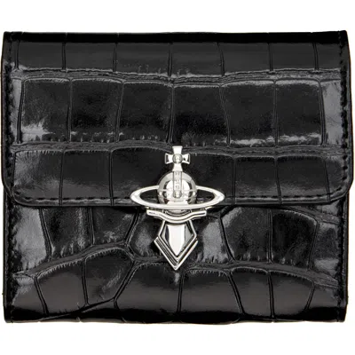 Vivienne Westwood Black Orb Clasp Wallet In Purple