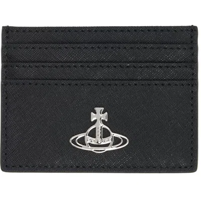 Vivienne Westwood Black Orb Flat Card Holder In Aw24-n401 Black