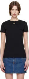 Vivienne Westwood Crewneck Embroidered Orb Logo Short Sleeves Top In N401 Black