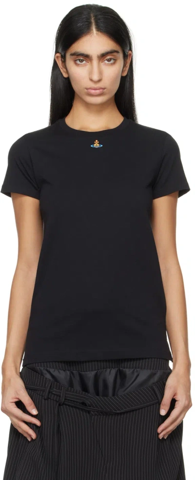 Vivienne Westwood Orb Logo-embroidery Cotton T-shirt In Black