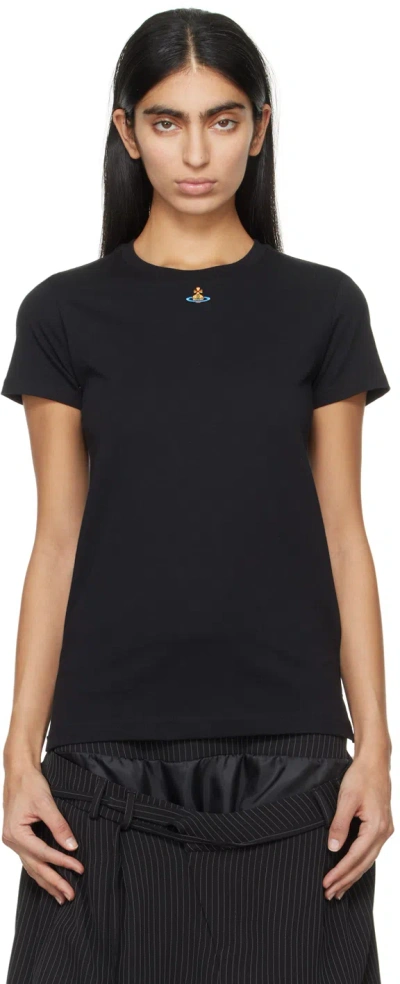 Vivienne Westwood Crewneck Embroidered Orb Logo Short Sleeves Top In Blue