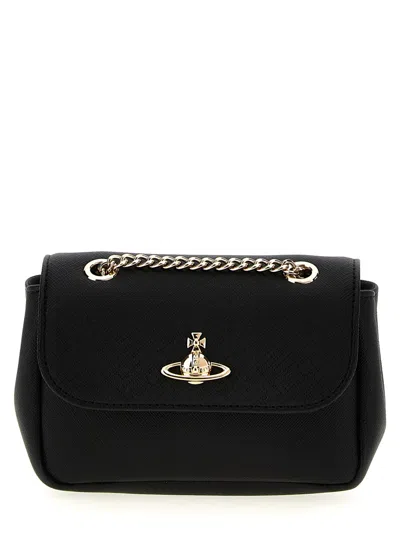 Vivienne Westwood Black Orb-plaque Shoulder Bag