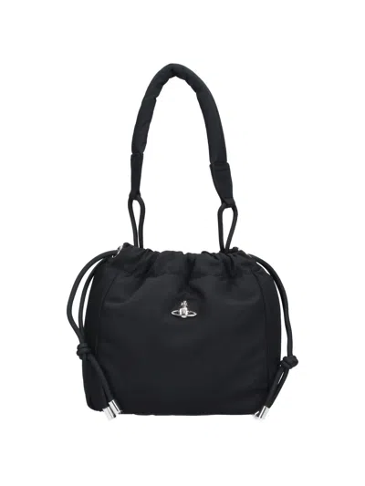 Vivienne Westwood Black Orb Small Fabric Bucket Bag