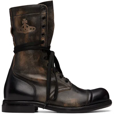 Vivienne Westwood Black Parachute Medium Boots In Brown