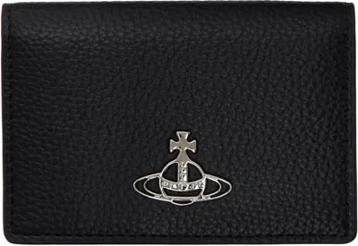 Vivienne Westwood Black Pebble-grained Bifold Card Holder In Aw24-n403
