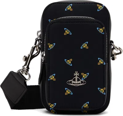 Vivienne Westwood Black Phone Crossbody Pouch In Aw24-n303