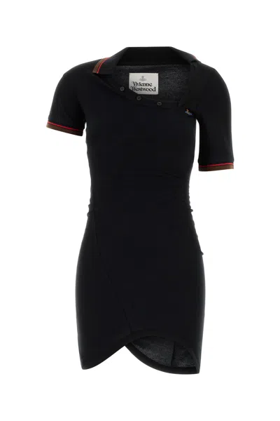 Vivienne Westwood Piquet Polo Shirt Asymmetric Hem Contrast Trim In Orange
