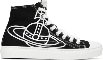 Vivienne Westwood Black Plimsoll High Top Canvas Sneakers In Multi