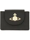 Vivienne Westwood Black Polyurethane Cotton Wallets In Black