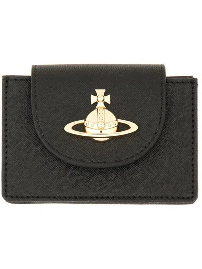 Vivienne Westwood Black Polyurethane Cotton Wallets