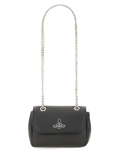 Vivienne Westwood Textured Black Handbag With Chain Strap