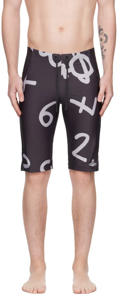 Vivienne Westwood Black Printed Swim Shorts In N401 Black