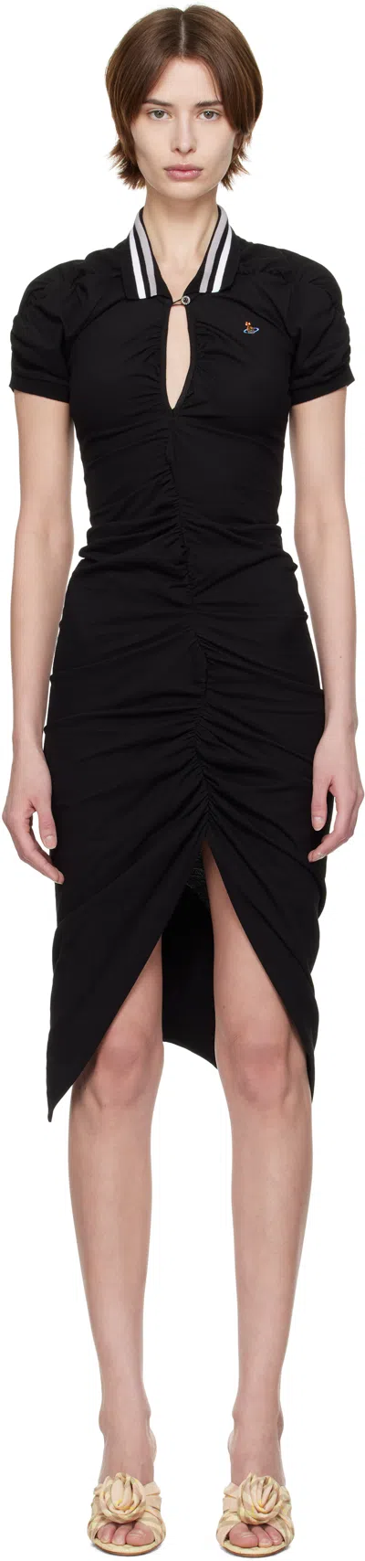 VIVIENNE WESTWOOD BLACK PULLING MIDI DRESS