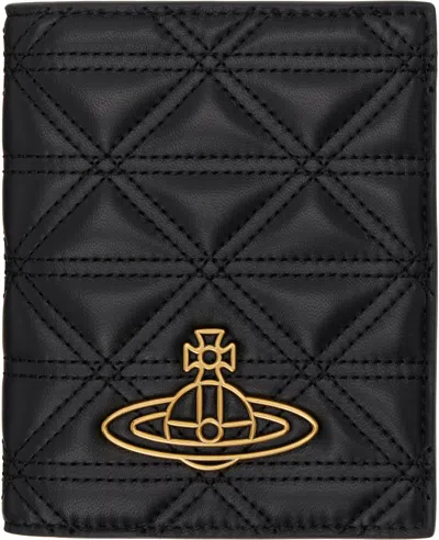 Vivienne Westwood Black Quilted Passport Holder In Aw24-n403
