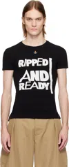 Vivienne Westwood Ripped And Ready Peru T-shirt Organic Rib Jersey Black M Unisex In Ss25-n401