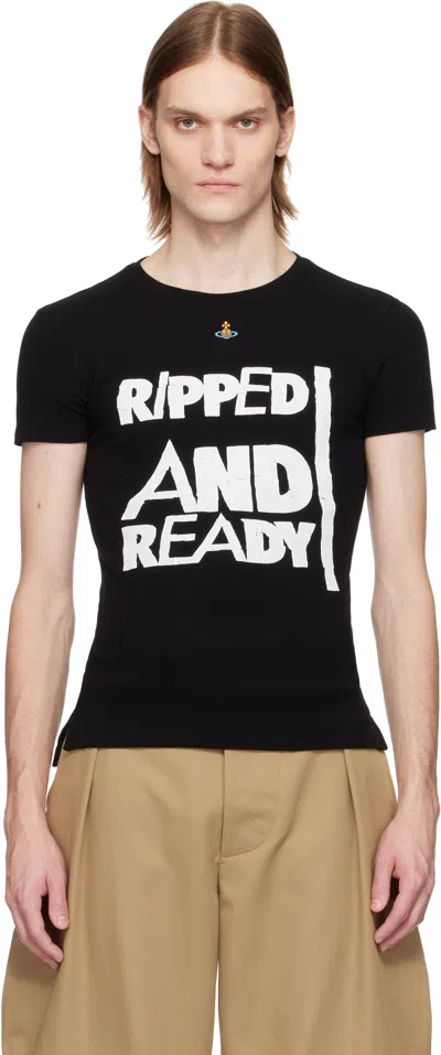VIVIENNE WESTWOOD BLACK 'RIPPED & READY' PERU T-SHIRT