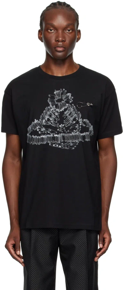 Vivienne Westwood Black Safety Pin Orb Classic T-shirt In Aw24-black