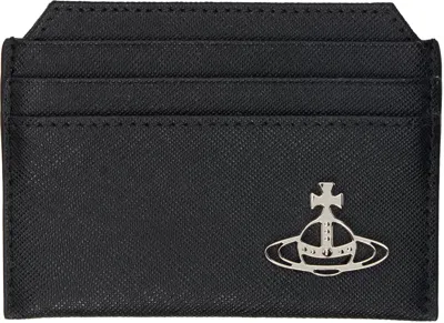 Vivienne Westwood Black Saffiano Slim Card Holder In Aw24-black