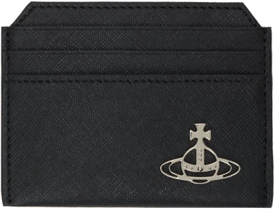 Vivienne Westwood Black Saffiano Slim Card Holder In Aw24-black