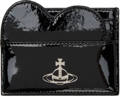 Vivienne Westwood Black Shiny Patent Heart Card Holder In N403 Black