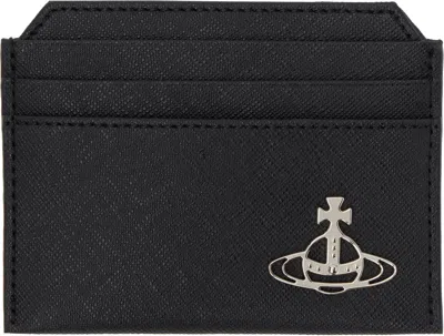 Vivienne Westwood Black Slim Card Holder In Ss25-n401