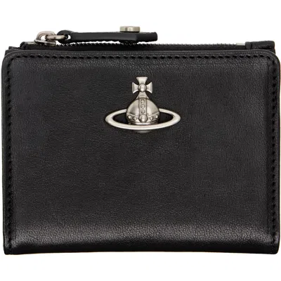 Vivienne Westwood Black Slim Flap Card Holder In Red
