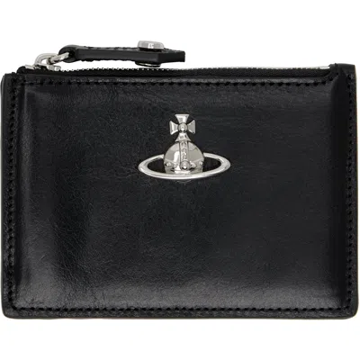 Vivienne Westwood Black Slim Long Card Holder In Pink