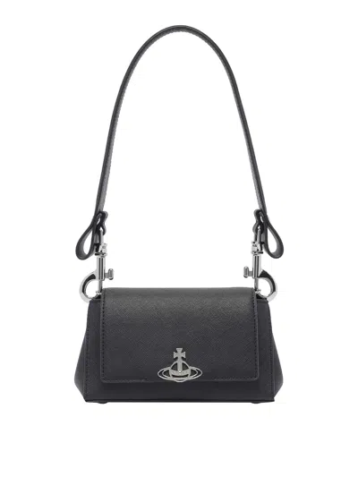 VIVIENNE WESTWOOD BLACK SMALL HAZEL SHOULDER BAG