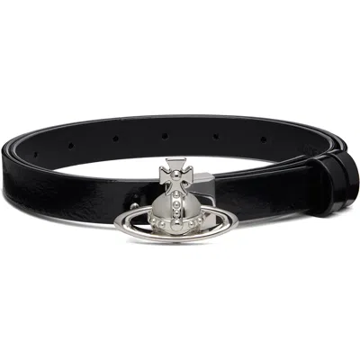 Vivienne Westwood Black Small Orb Buckle Belt