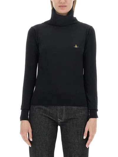 Vivienne Westwood Black Solid Turtle Neck Sweater