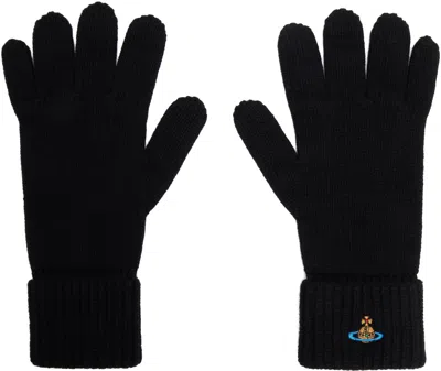 Vivienne Westwood Black Sporty Gloves In N401 Black