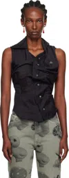 Vivienne Westwood Sleeveless Collared Shirt Button Detailing In Black