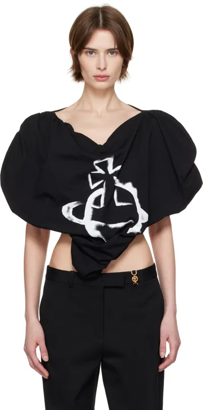 Vivienne Westwood Black Stencil Orb Heart Blouse In N401 Black