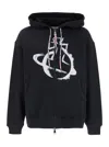 Vivienne Westwood Black Sweatshirt With Drawstring Hood And Maxi Orb Logo On The Front In Black
