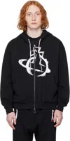 Vivienne Westwood Black Sweatshirt With Drawstring Hood And Maxi Orb Logo On The Front In Ss25-n401
