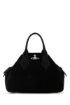 Vivienne Westwood Structured Pebbled Texture Shoulder Bag With Dual Handles In Black