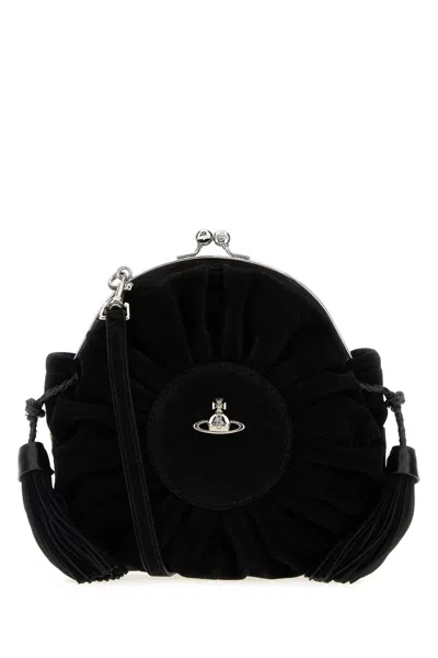 VIVIENNE WESTWOOD BLACK SUEDE ROSIE SHOULDER BAG