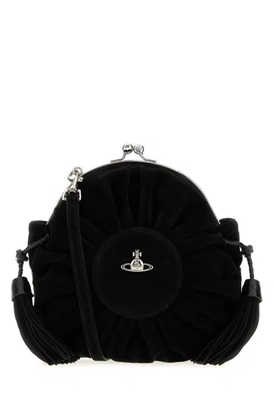 VIVIENNE WESTWOOD BLACK SUEDE ROSIE SHOULDER BAG