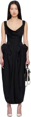 Vivienne Westwood Square Neckline Sleeveless Flared Skirt Mini Length Draped Detail In Black