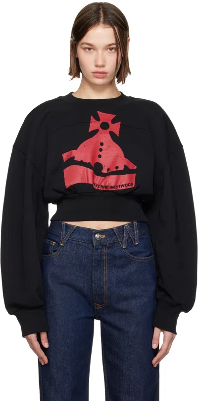 VIVIENNE WESTWOOD BLACK SUNKEN ORB CROP SANDER SWEATSHIRT