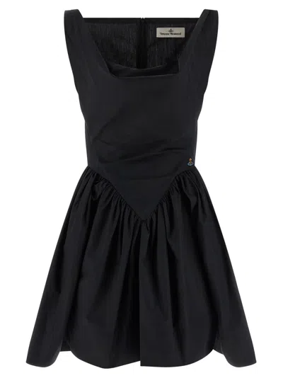 Vivienne Westwood Women Black Sweetheart Neck Flared Mini Dress